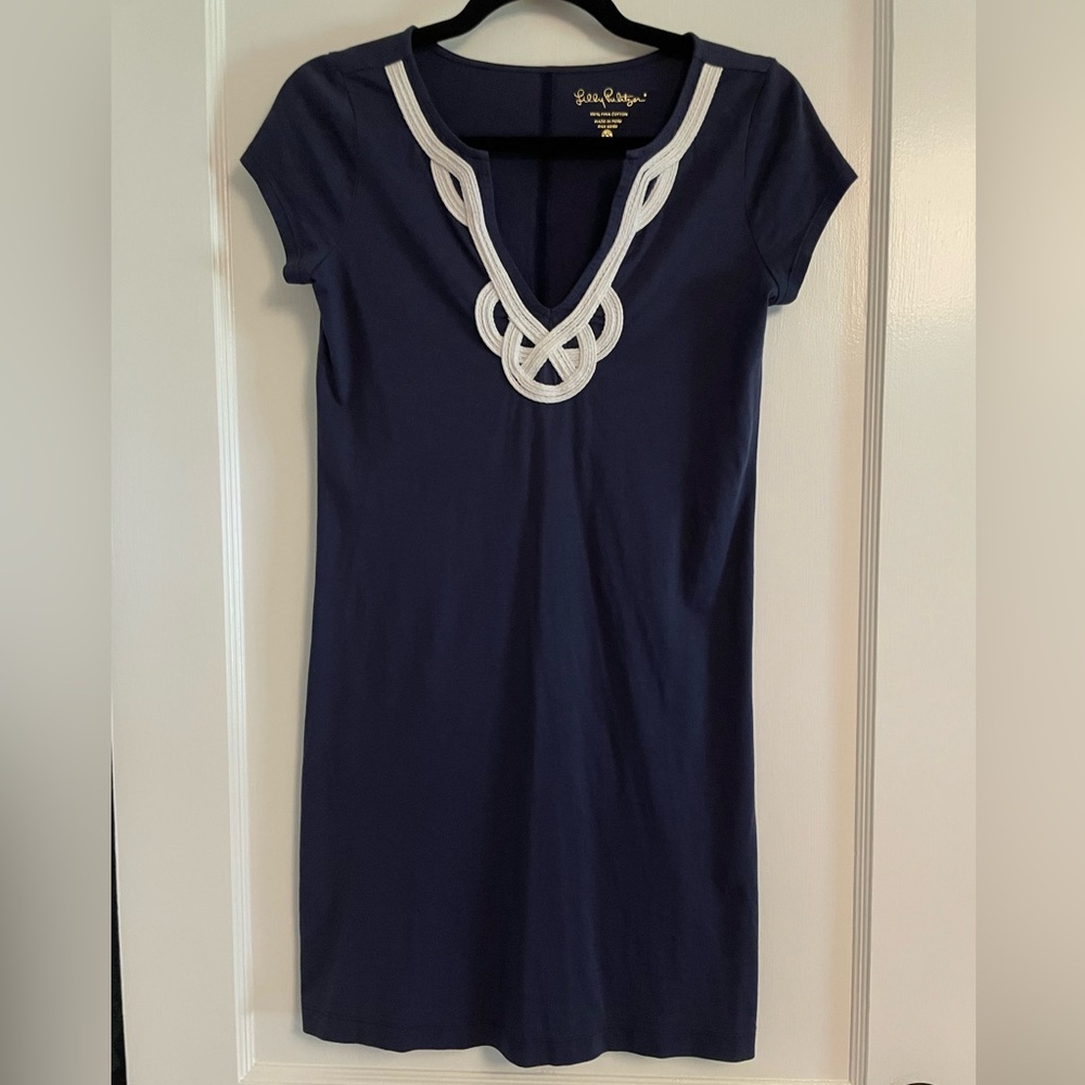 Lilly Pulitzer Navy Top with Gold Logo